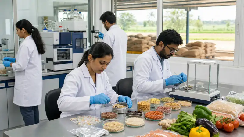 Food and agricultural-product analysis in an Indian laboratory