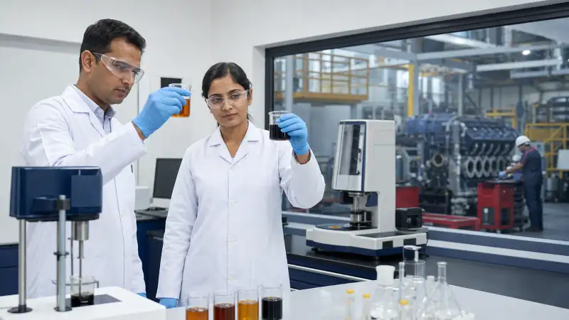 Lubricant and industrial-fluid testing in a Chem-Tech laboratory